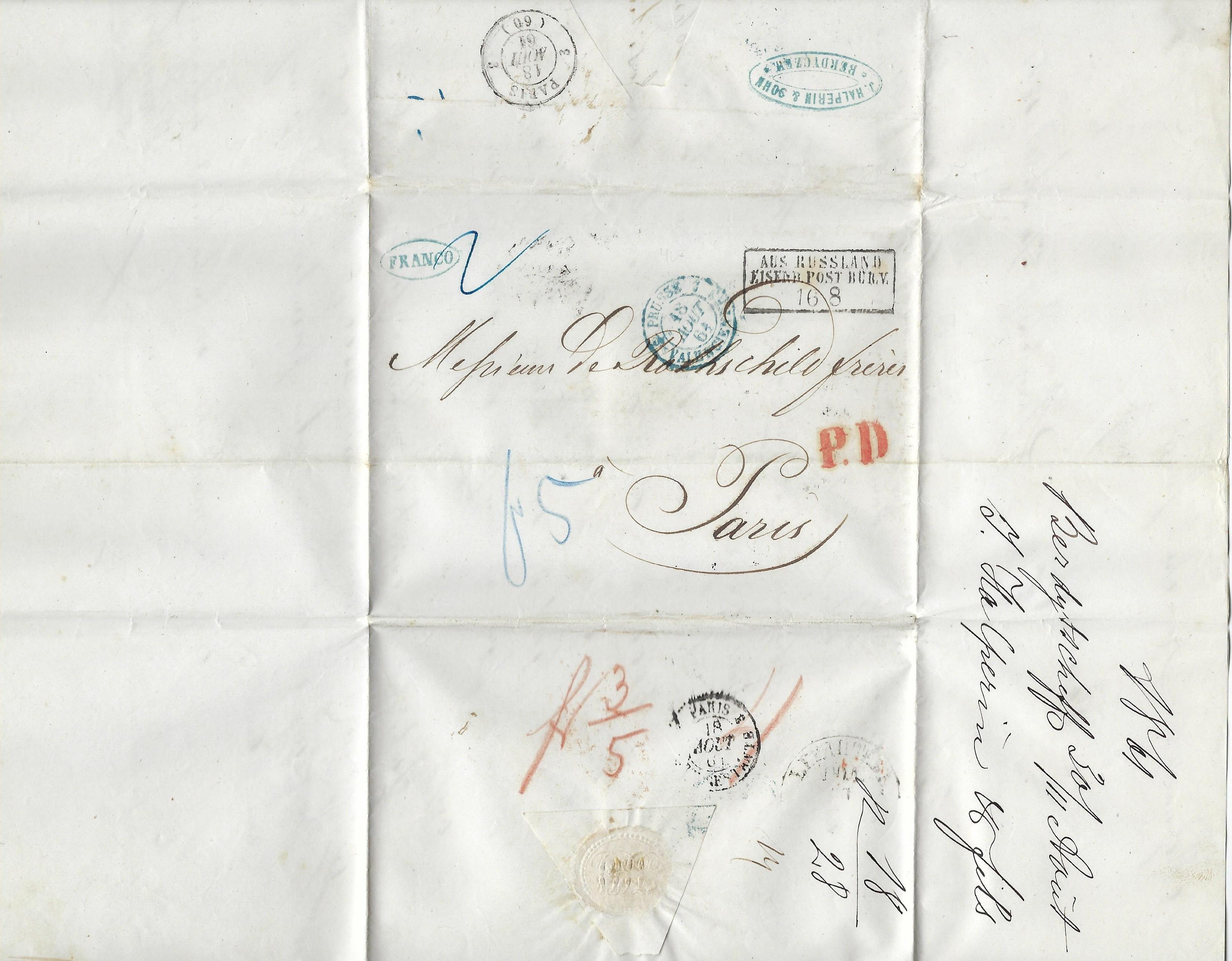 Russia Postal History - Stampless Covers Berdichev Scott 1031001 