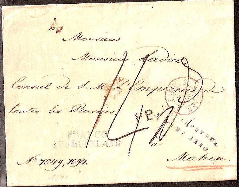 Russia Postal History - Stampless Covers ST.PETERSBURG Scott 4001840 