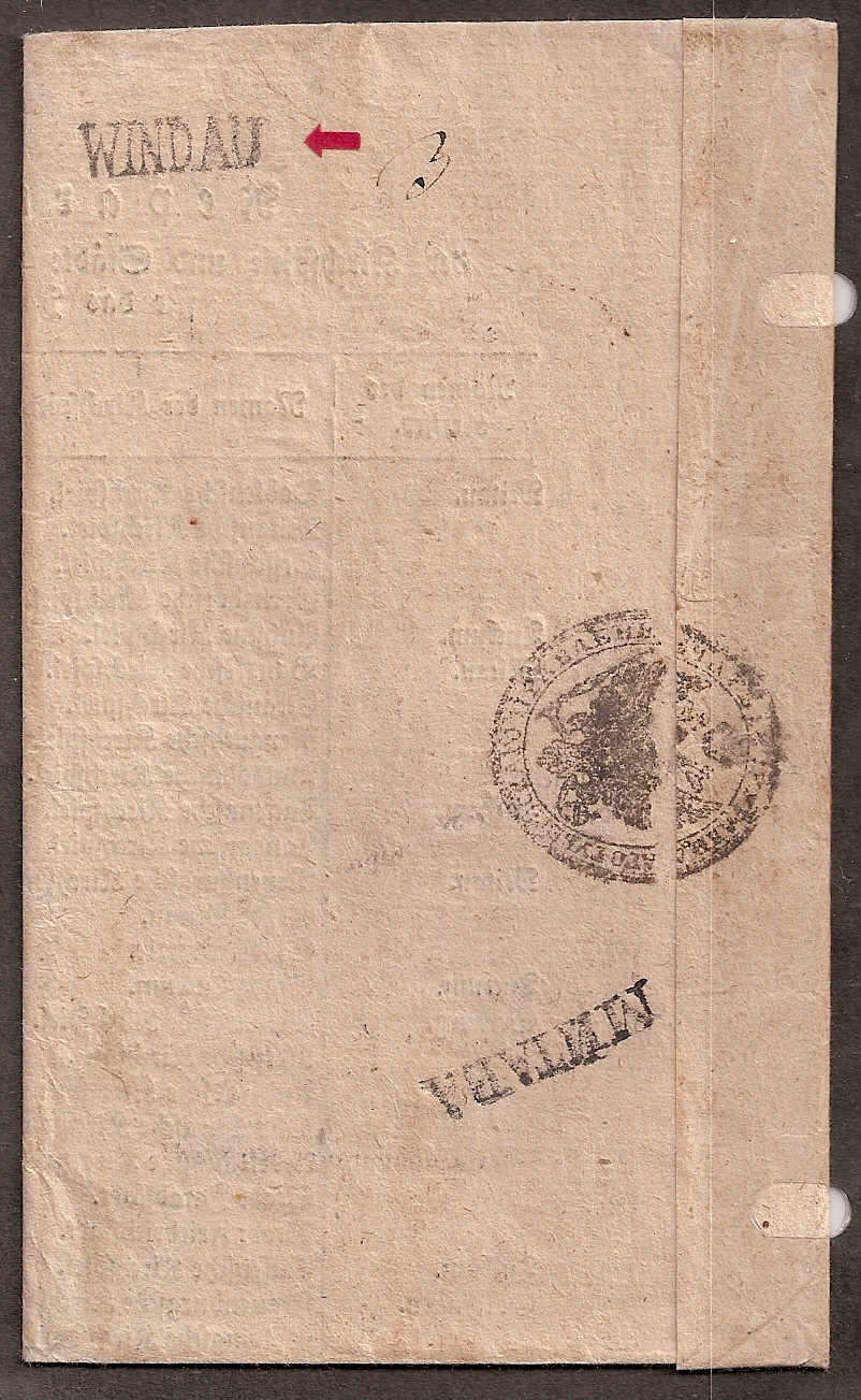 Russia Postal History - Stampless Covers Vindava  (Kurland Gov.) Scott 5000001 