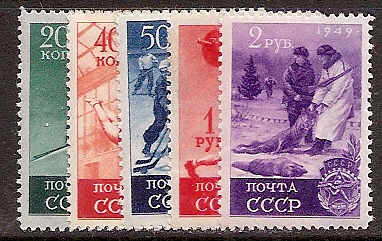 Soviet Russia - 1945-1956 YEAR 1949 Scott 1415-19 Michel 1409-13 
