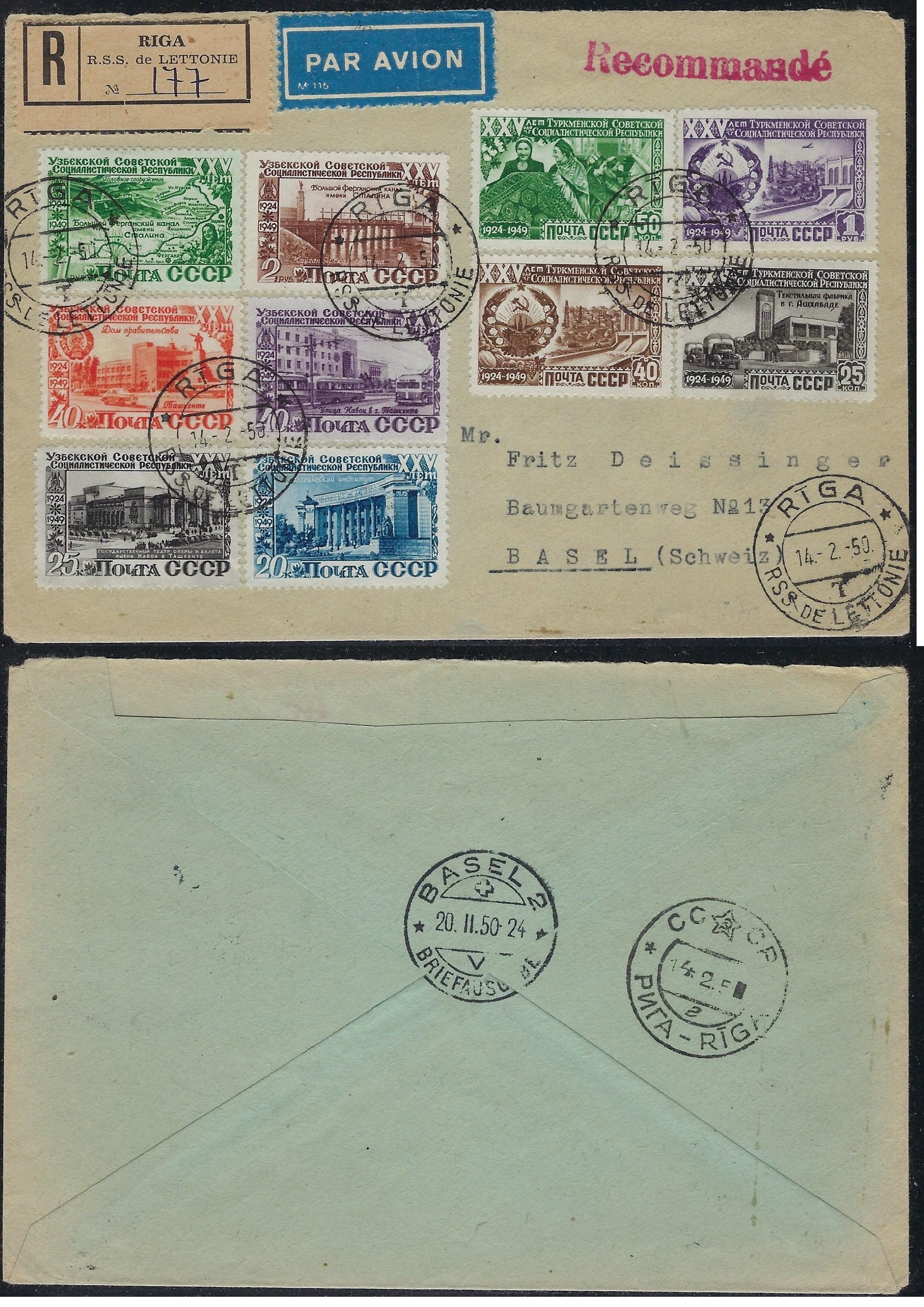Russia Postal History - Soviet Union SOVIET UNOUN (U.S.S.R.) Scott 1950 