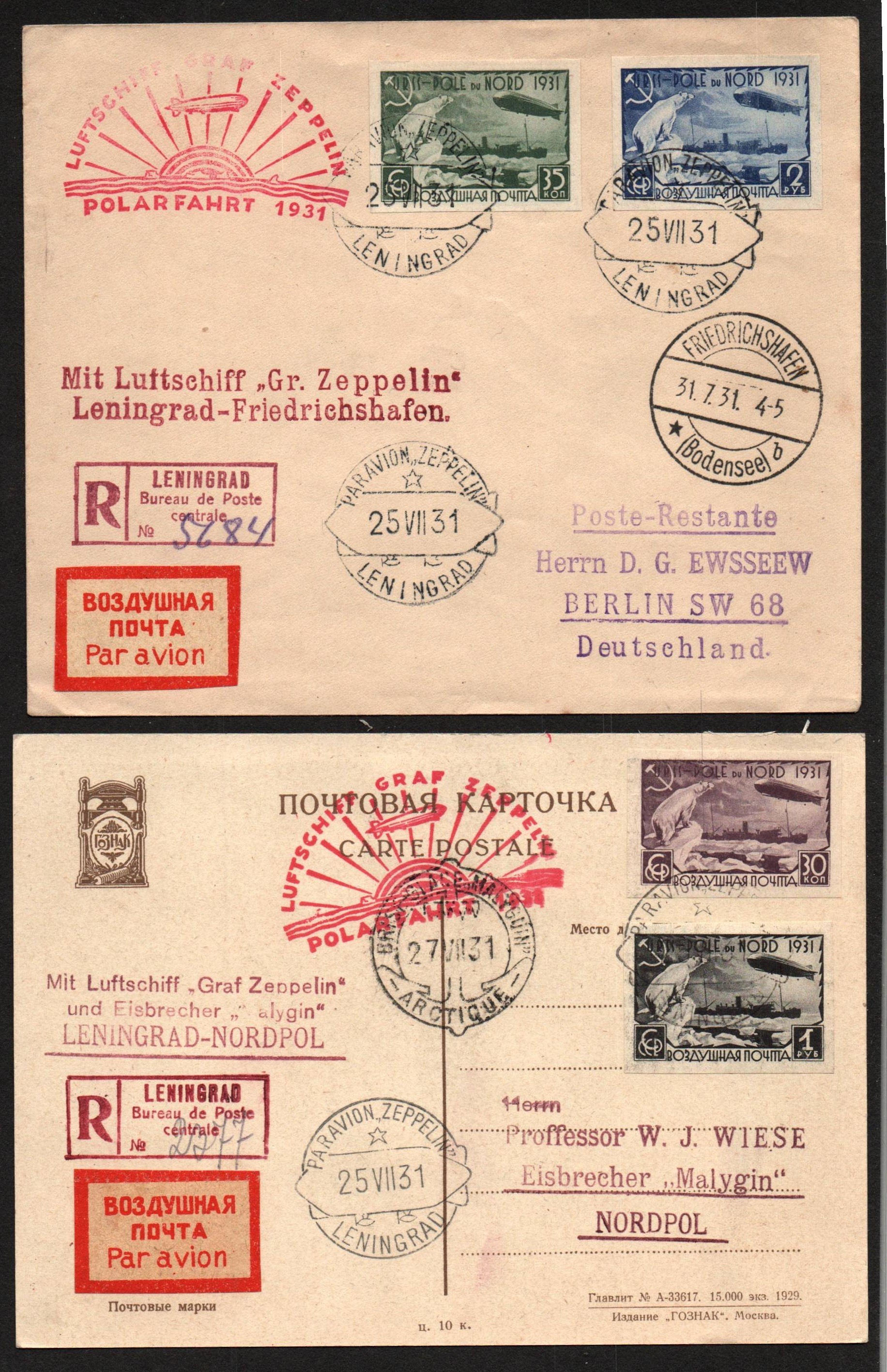 Russia Postal History - Zeppelin Flights 