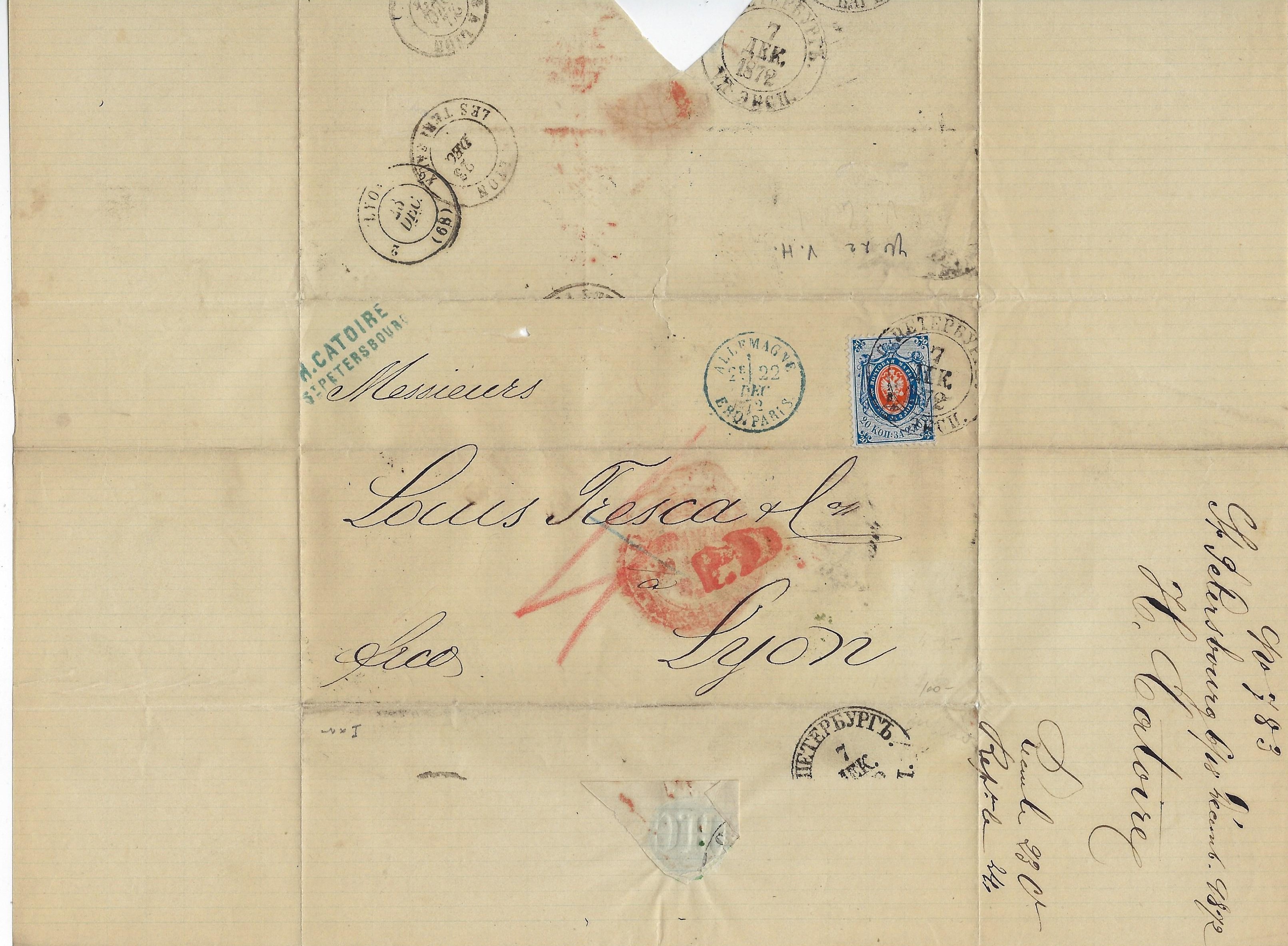 Russia Postal History - 1857-1917 Scott 17 