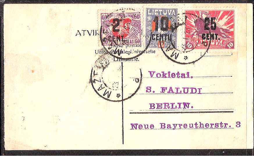 Baltic States Specialized LITHUANIA Scott 130,152,156 Michel 149,68,72 