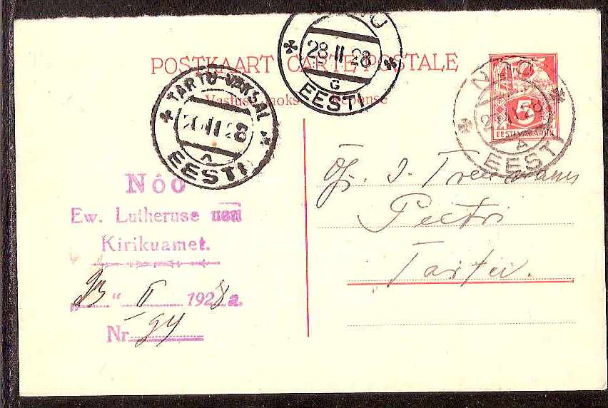 Baltic States Specialized Estonia Postcards Scott P9f Michel P9F 