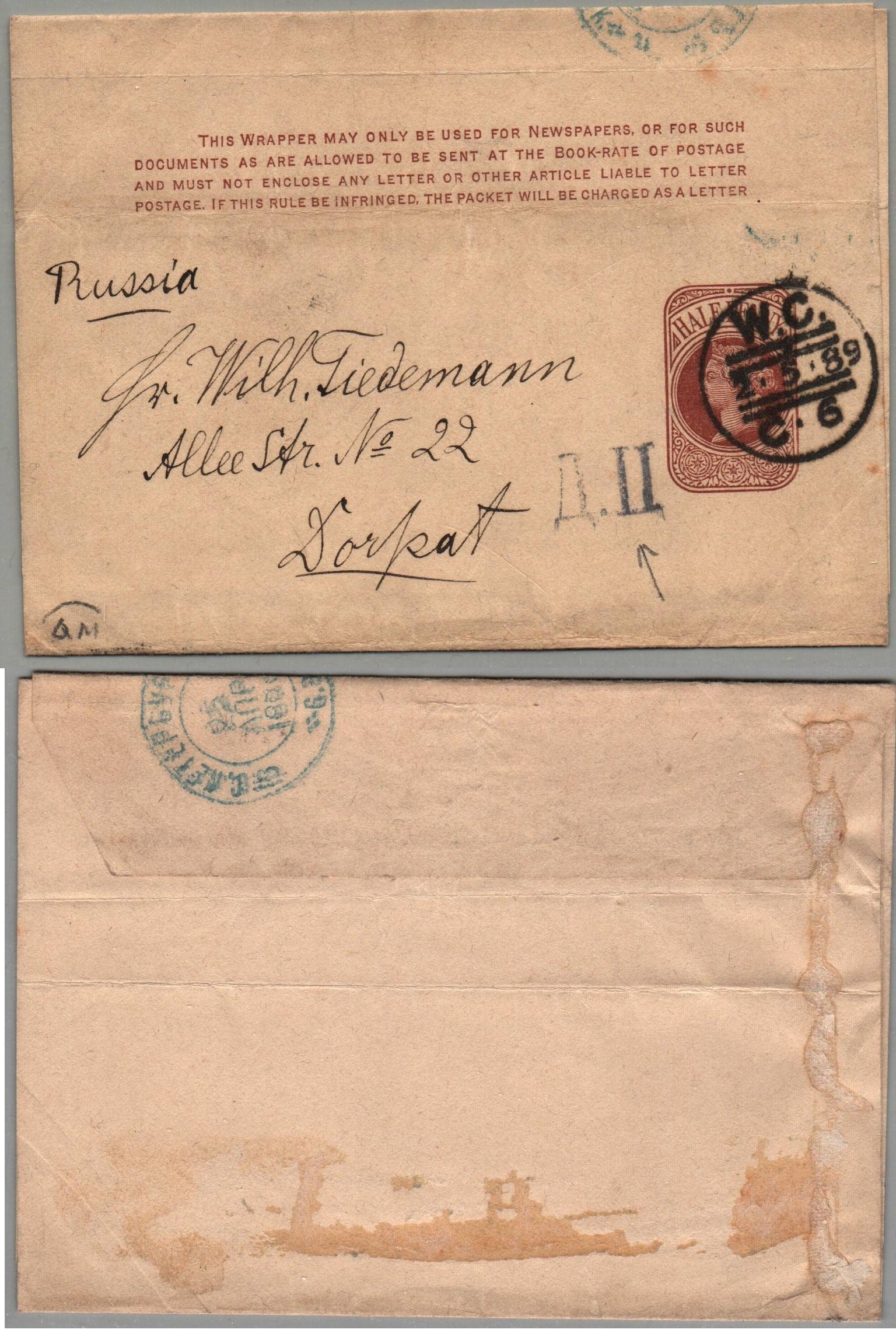 Russia Postal History - Unusual Destinations. Unusual Destinations. Scott 1891 