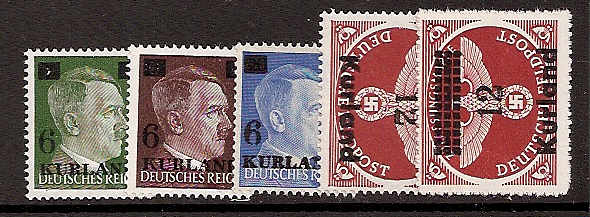 German Occupation - WWII KURLAND Scott 1N20-4 Michel 1-5 