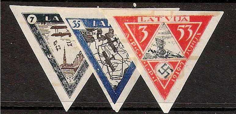 Baltic States Airmail semi-postal Scott CB18-20a Michel 225-7B 