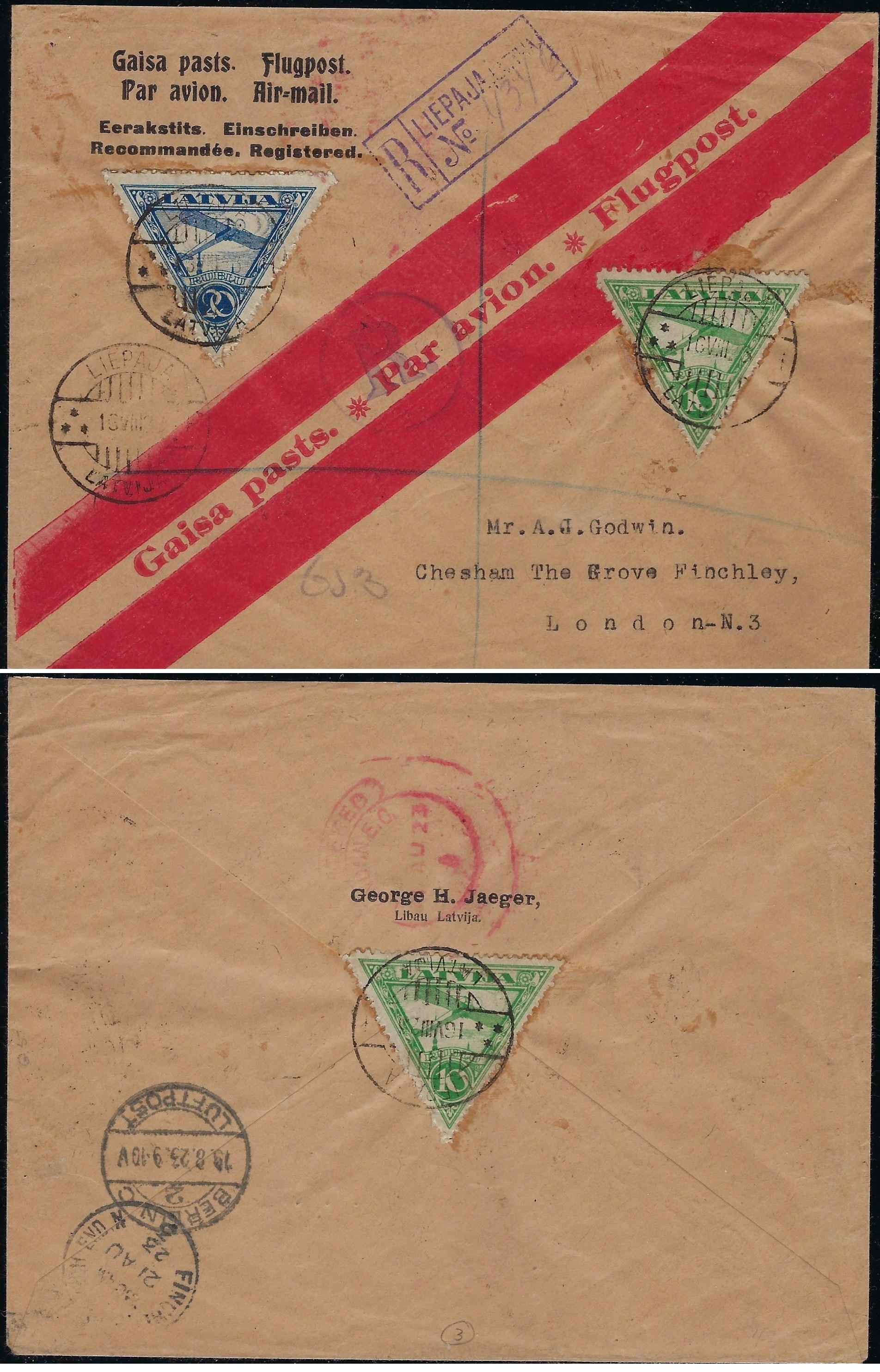 Baltic States Specialized AIR MAIL Stamps Scott C1-2 
