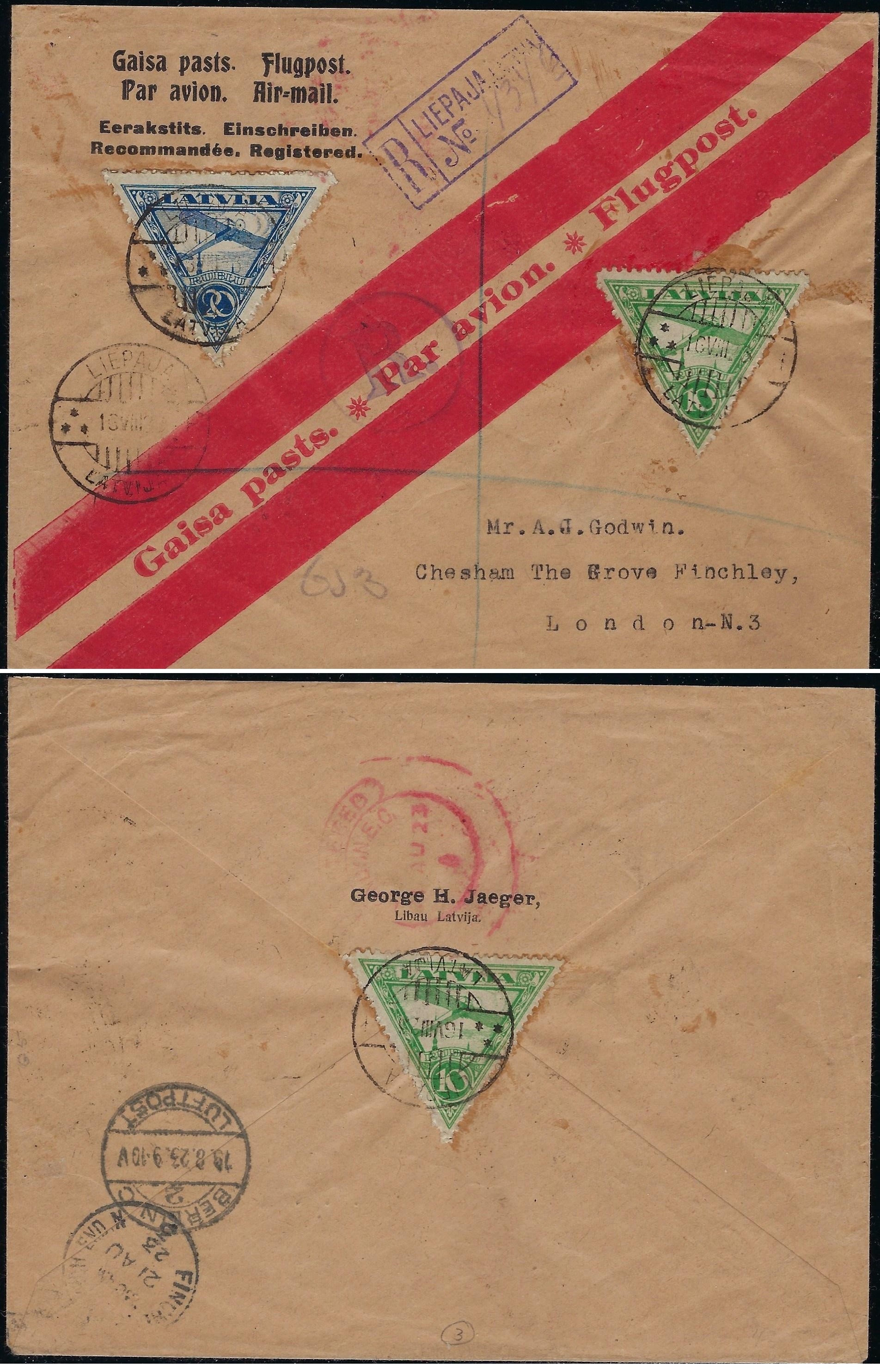 Baltic States Specialized AIR MAIL Stamps Scott C1-2 Michel 75A-6A 