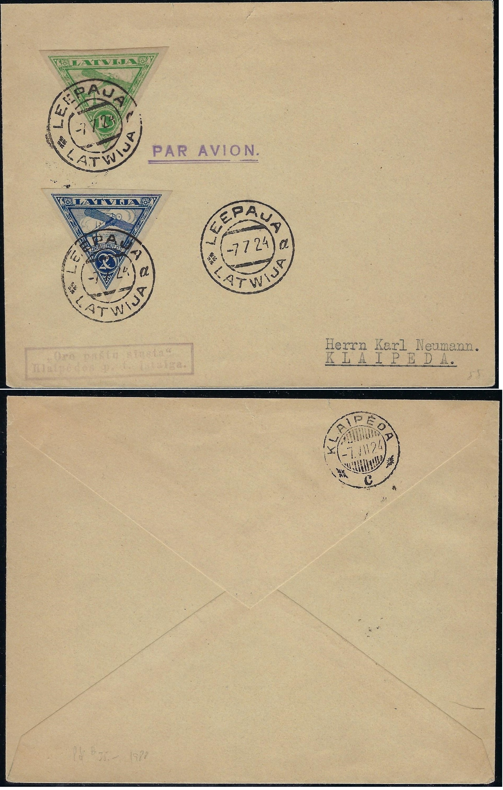 Baltic States Specialized AIR MAIL Stamps Scott C1a-2a Michel 75B-6B 