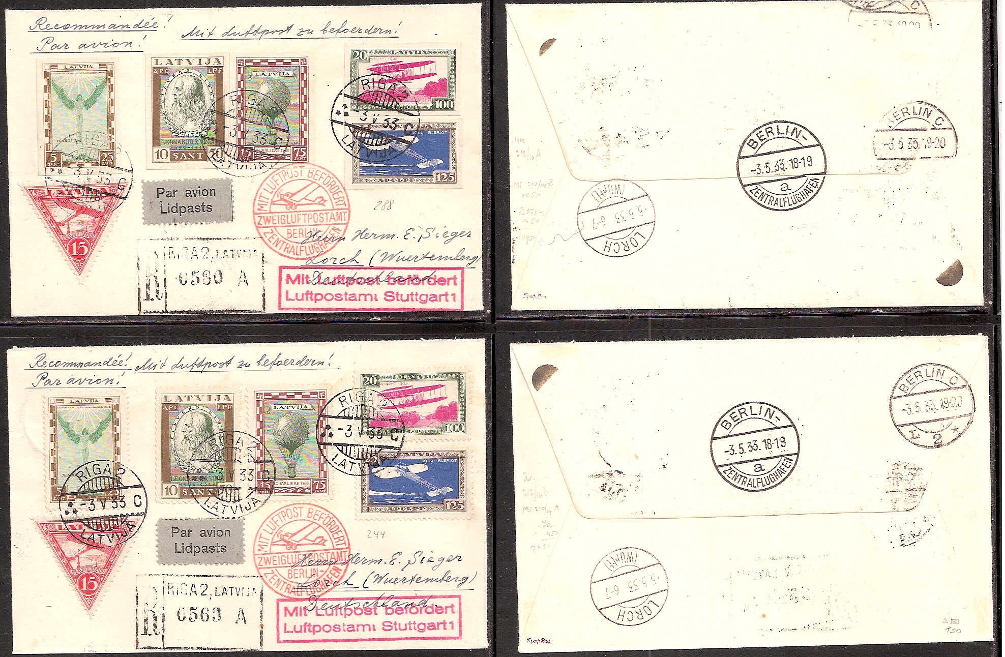 Baltic States Specialized 	AIRMAIL SEMI POSTAL Scott CB9-13 