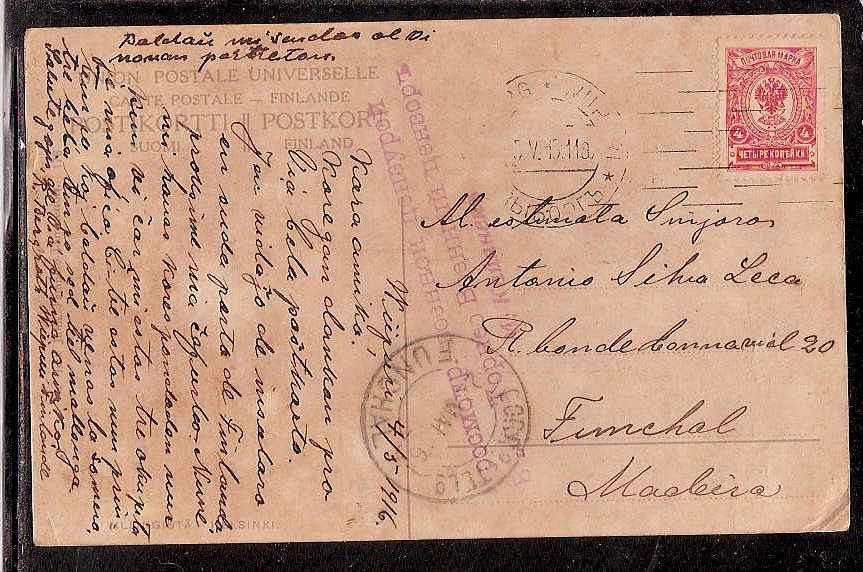 Russia Postal History - Unusual Destinations. UNUSUAL DESTINATIONS Scott 1916 