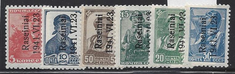 German Occupation - WWII Razeiniai Michel 1-9 Michel 1-9 Michel 1-9 Michel 1-6T1 