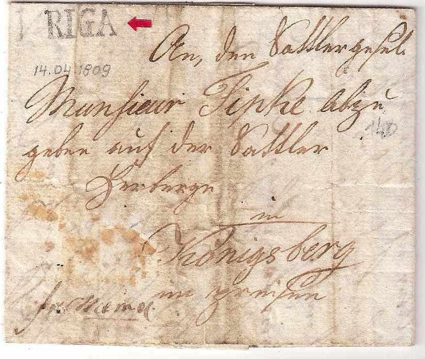 Russia Postal History - Stampless Covers RIGA Scott 3001809 