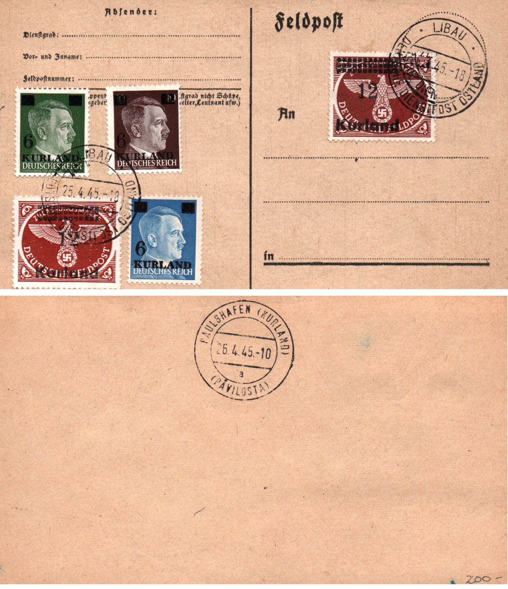 German Occupation - WWII kurland Scott 1N20-4 