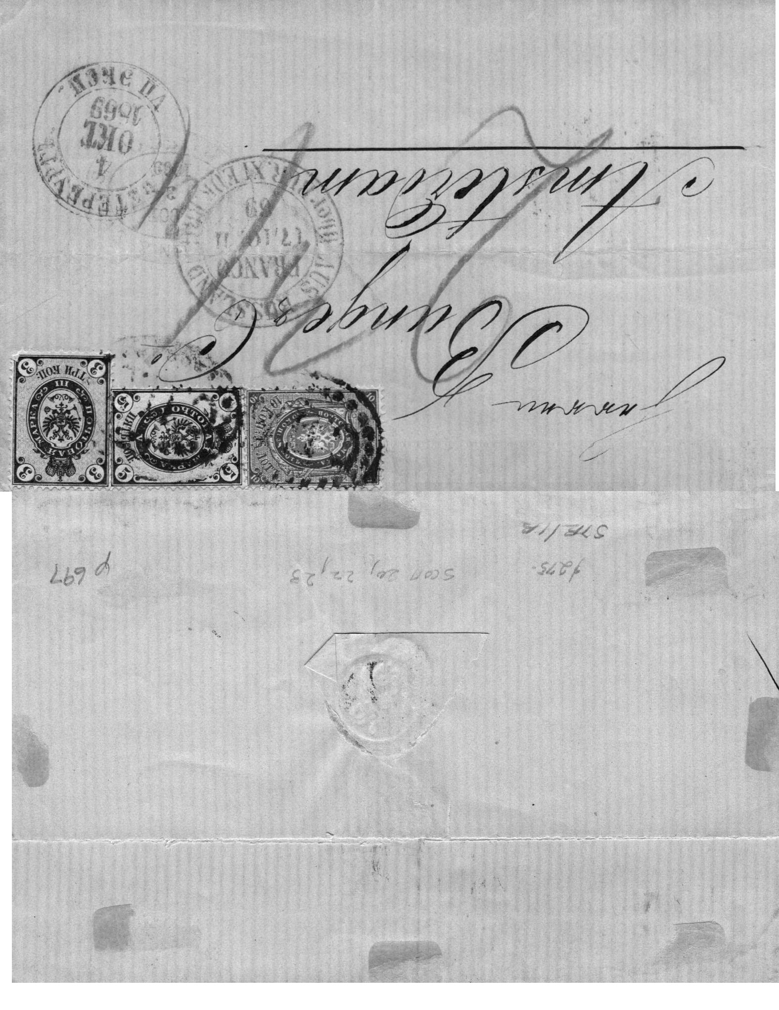Russia Postal History - 1857-1917 Scott 20,22a,23 
