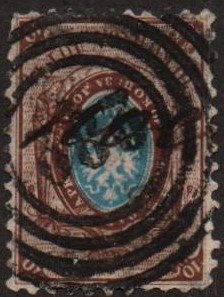 Imperial Russia - Numerical cancels used in poland Scott 8vc Michel 5 