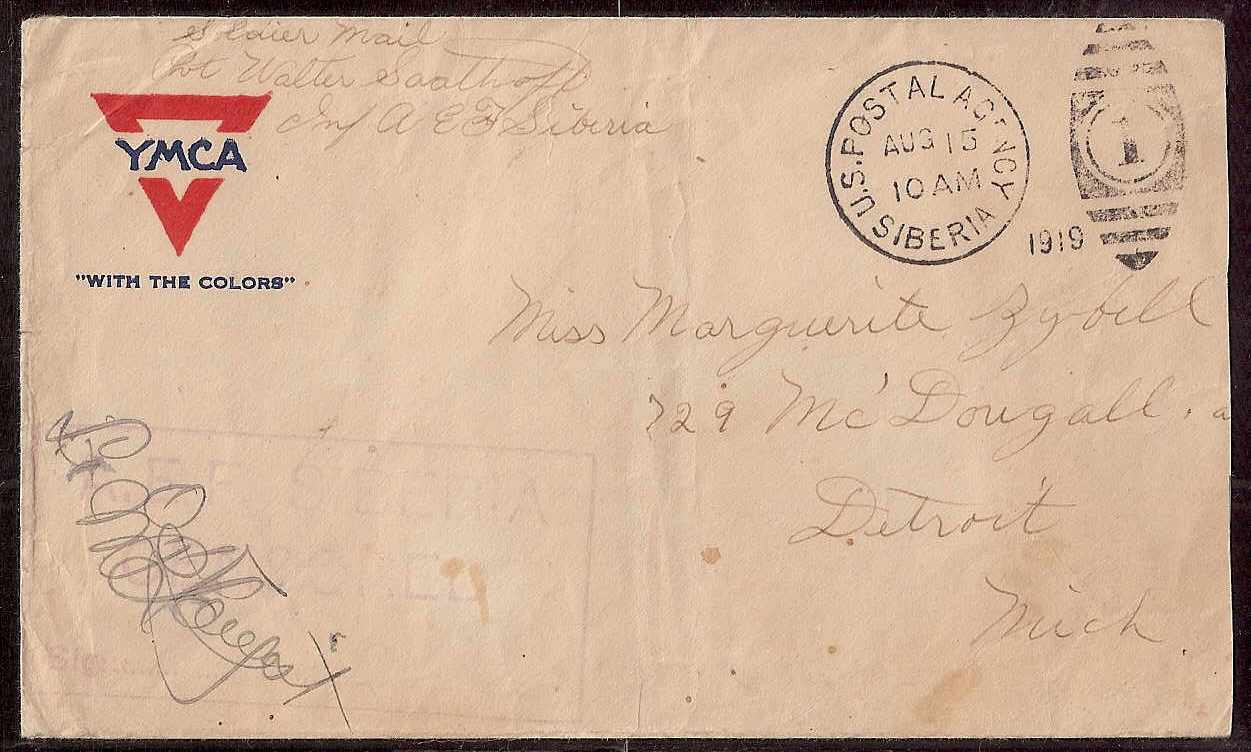 Russia Postal History - Allied Intervention. U.S.Forces in Siberia Scott 22 