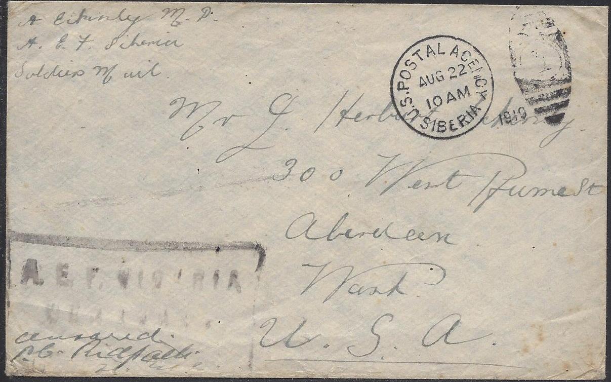 Russia Postal History - Allied Intervention. U.S.Forces in Siberia Scott 22 