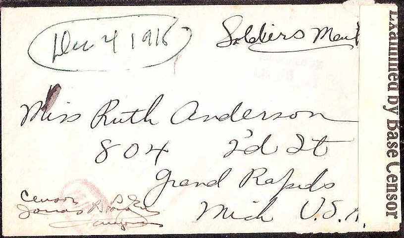 Russia Postal History - Allied Intervention. U.S.Forces in North Russia Scott 16 