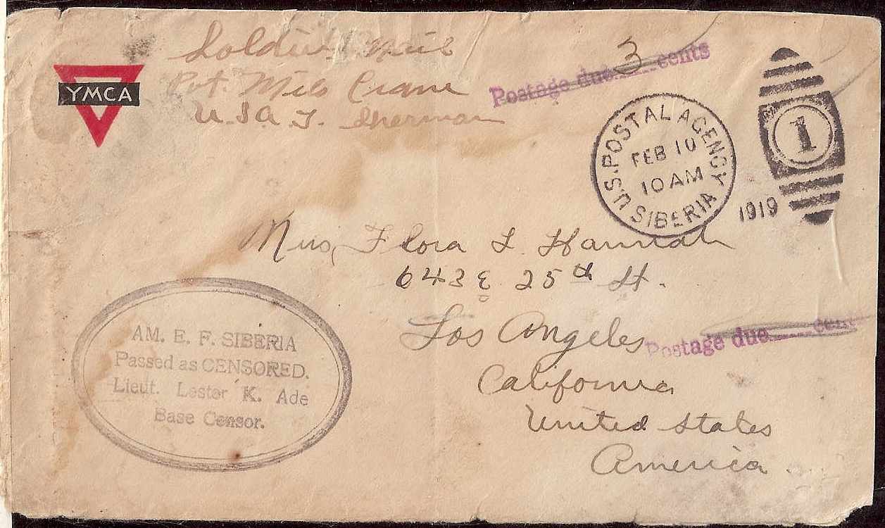 Russia Postal History - Allied Intervention. U.S.Forces in Siberia Scott 22 