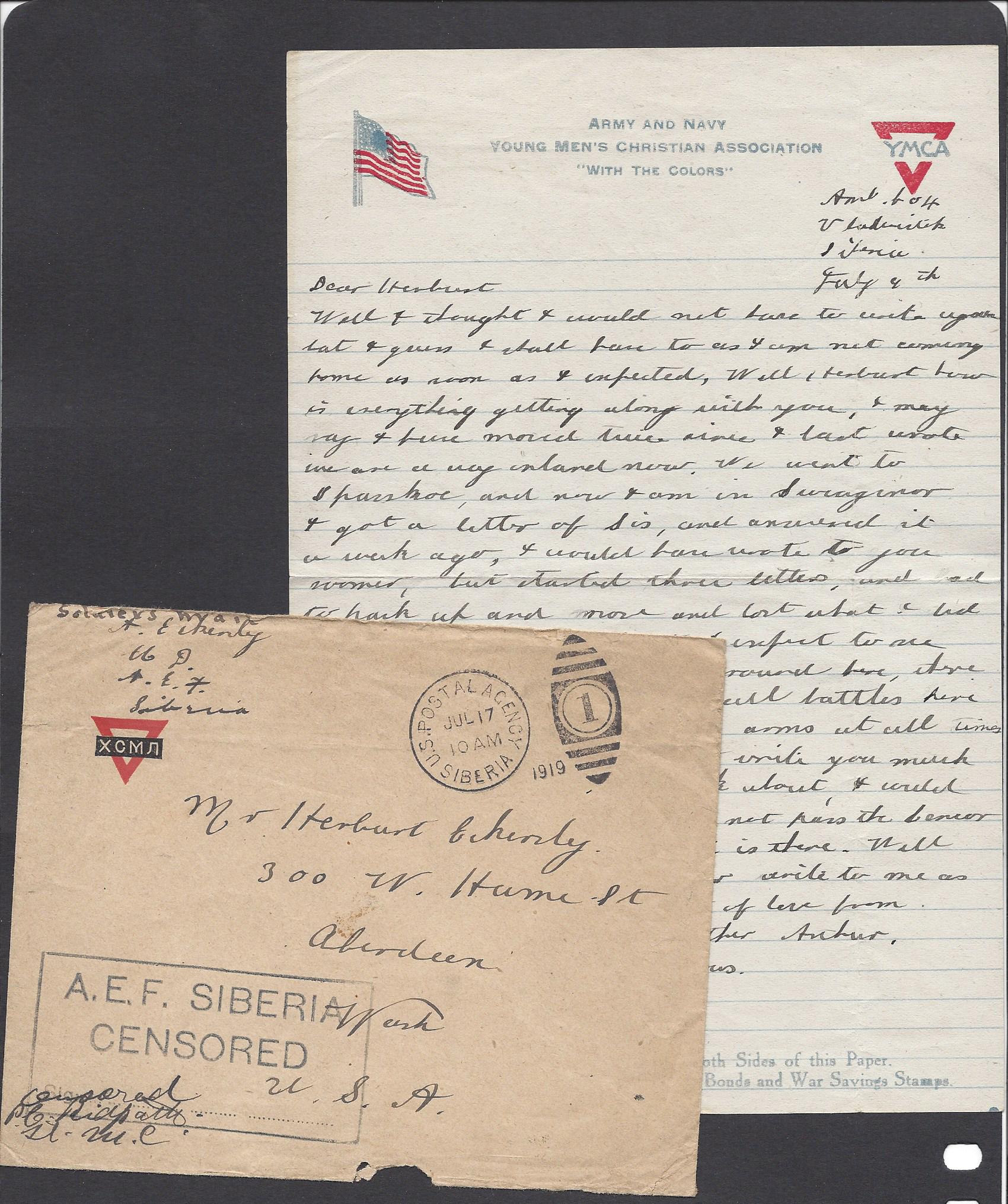 Russia Postal History - Allied Intervention. U.S.Forces in Siberia Scott 22 