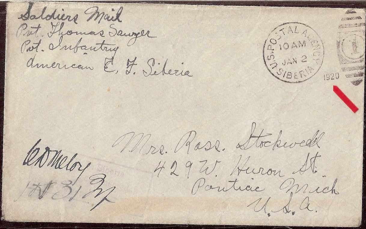 Russia Postal History - Allied Intervention. U.S.Forces in Siberia Scott 22 
