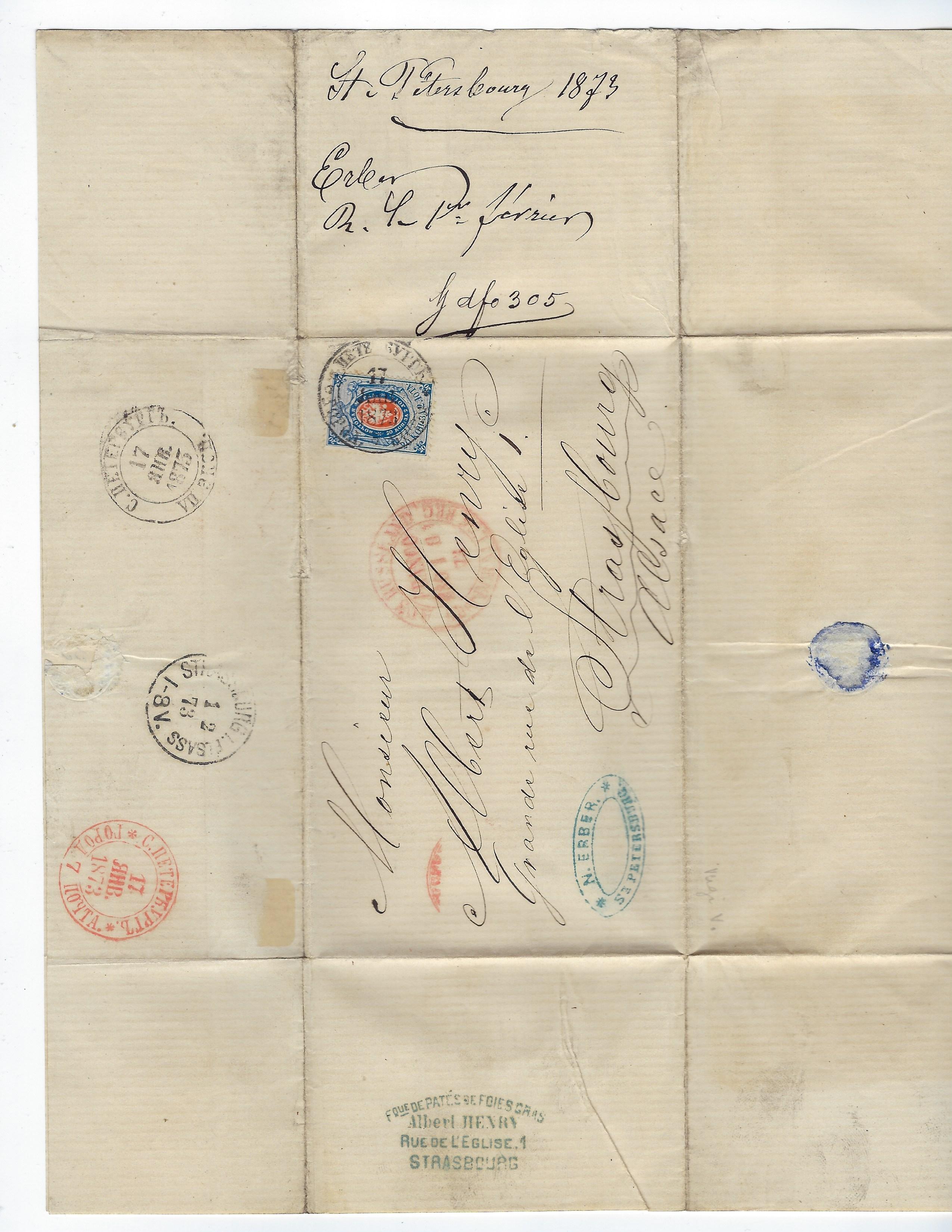 Russia Postal History - 1857-1917 Scott 25b 