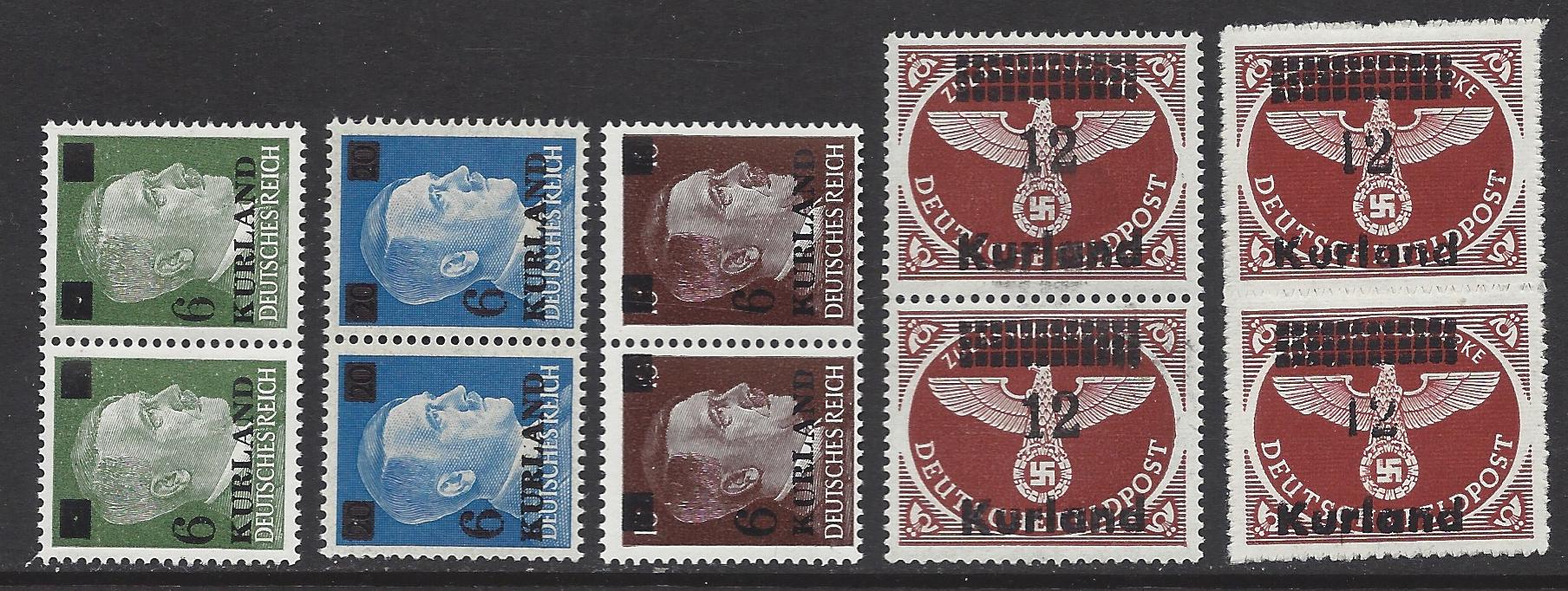 German Occupation - WWII KURLAND Scott 1N20-4 Michel 1-5 