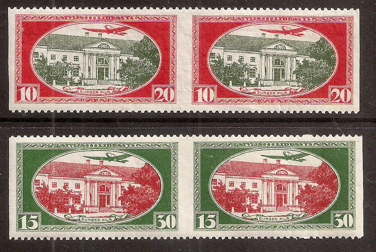 Baltic States Specialized AIRMAIL SEMI POSTAL Scott CB1-2var Michel 159-60var 