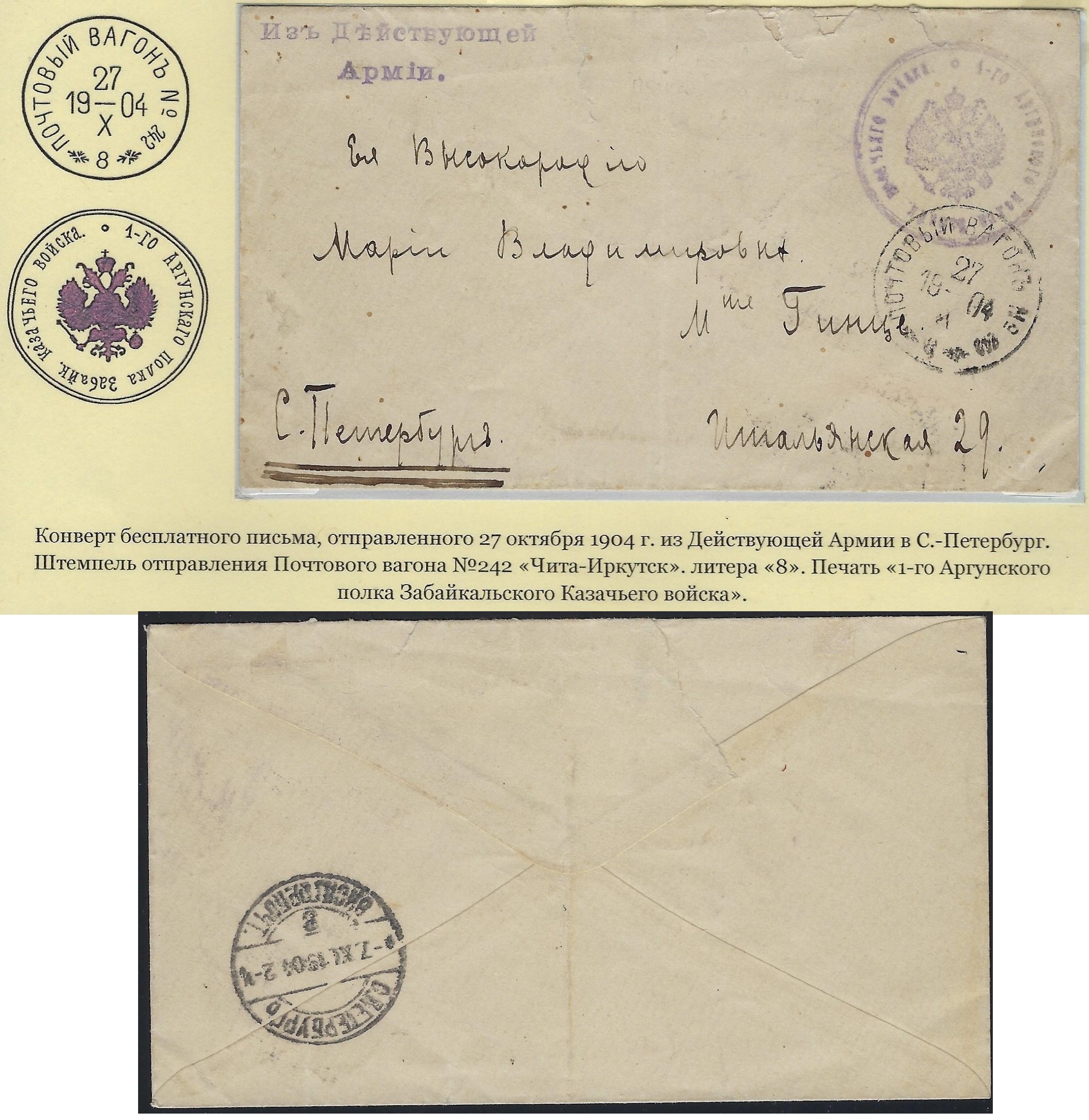 Russia Postal History - Ruso-Japanese War Russo japanese war Scott 1905 