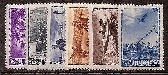 Soviet Russia - 1945-1956 YEAR 1948 Scott 1253A-7 Michel 1246-9 