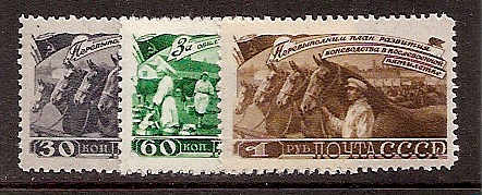 Soviet Russia - 1945-1956 YEAR 1948 Scott 1265-7 Michel 1256-8 