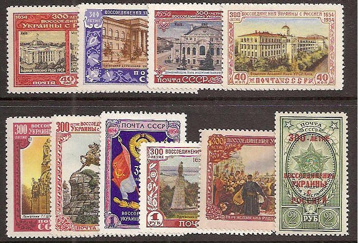 Soviet Russia - 1945-1956 YEAR 1954 Scott 1700-9 Michel 1702-9 