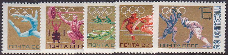 Soviet Russia - 1967-1975 YEAR 1968 Scott 3492-6 Michel 3517-21 