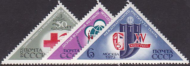 Soviet Russia - 1967-1975 YEAR 1973 Scott 4066-8 Michel 4102-4 